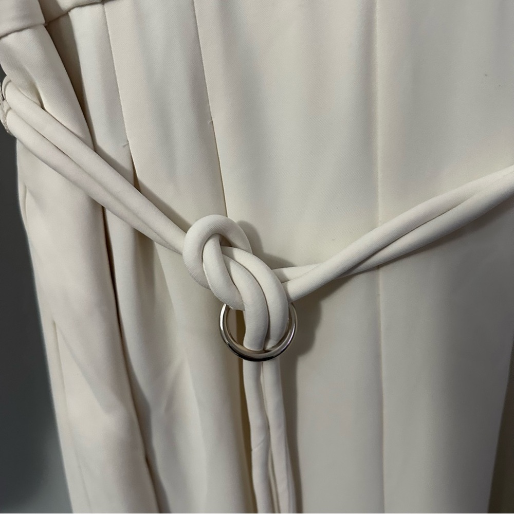 WHBM Long Sleeve Crepe Jumpsuit Ivory Wide-Leg Elegant Quiet Luxury NWT Sz 10 - Picture 8 of 13